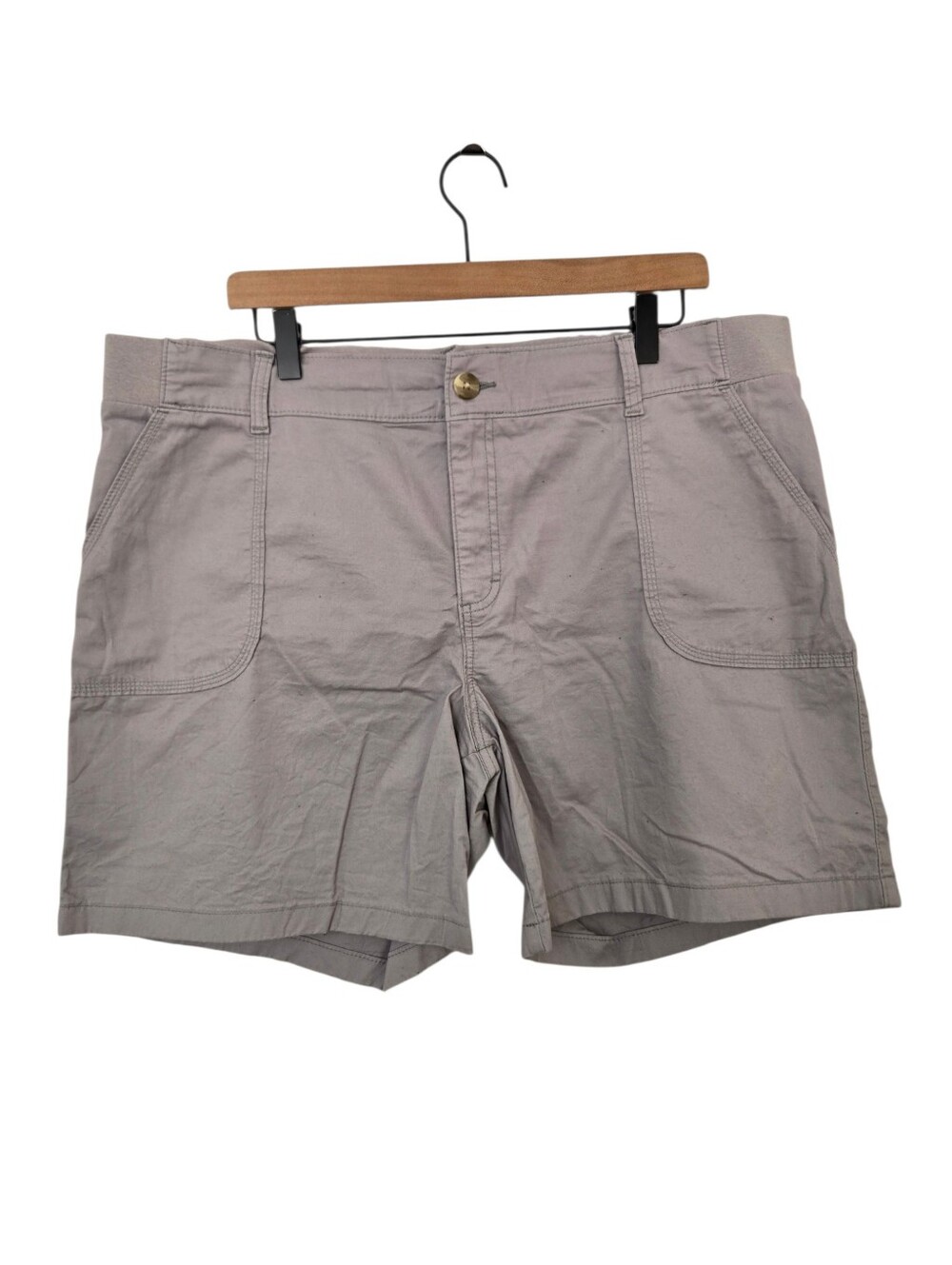Lee Riders Women’s 18 Midrise Shorts Gray Stretch Casual Chino Walking Shorts